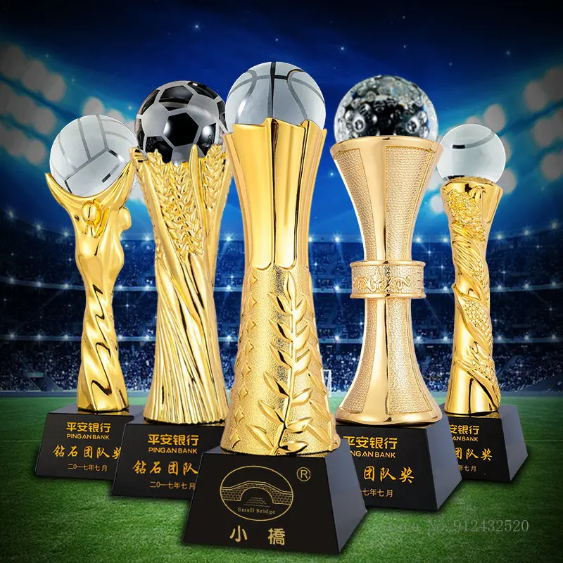 Customized Crystal Trophy, Sports Competition, Basketball, Football, Volleyball, Baseball, Table Tennis, Metal Trophy