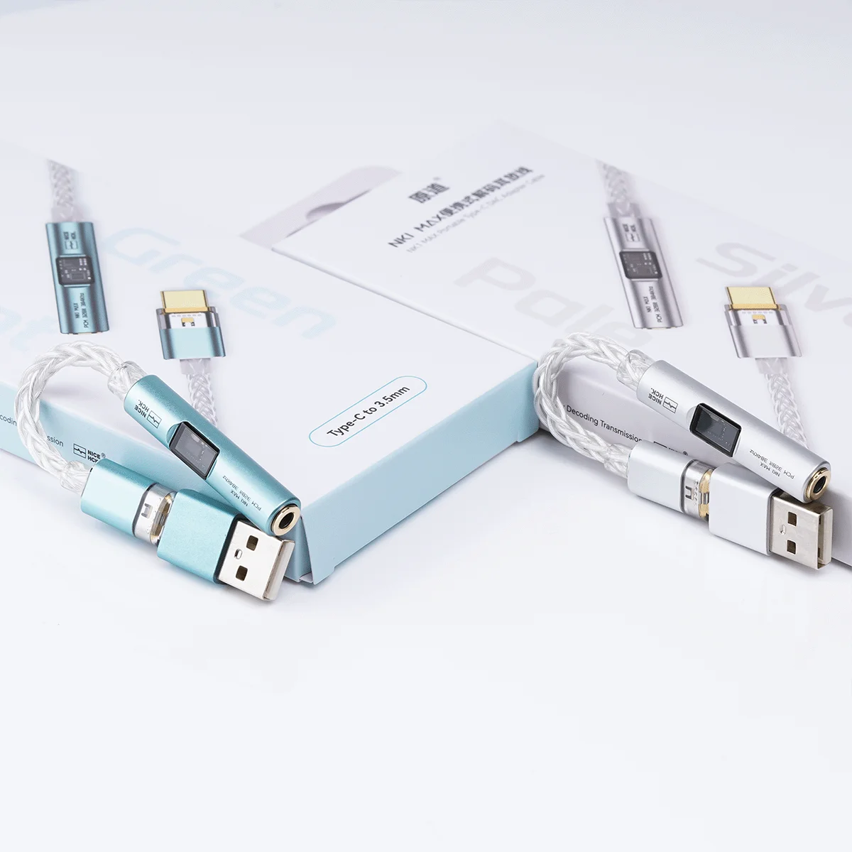 NICEHCK NK1 MAX Convertitore cavo da tipo C a 3,5 mm Supporto a doppio chip Adattatore DAC OCC placcato argento Cavo in lega di alluminio con guscio metallico