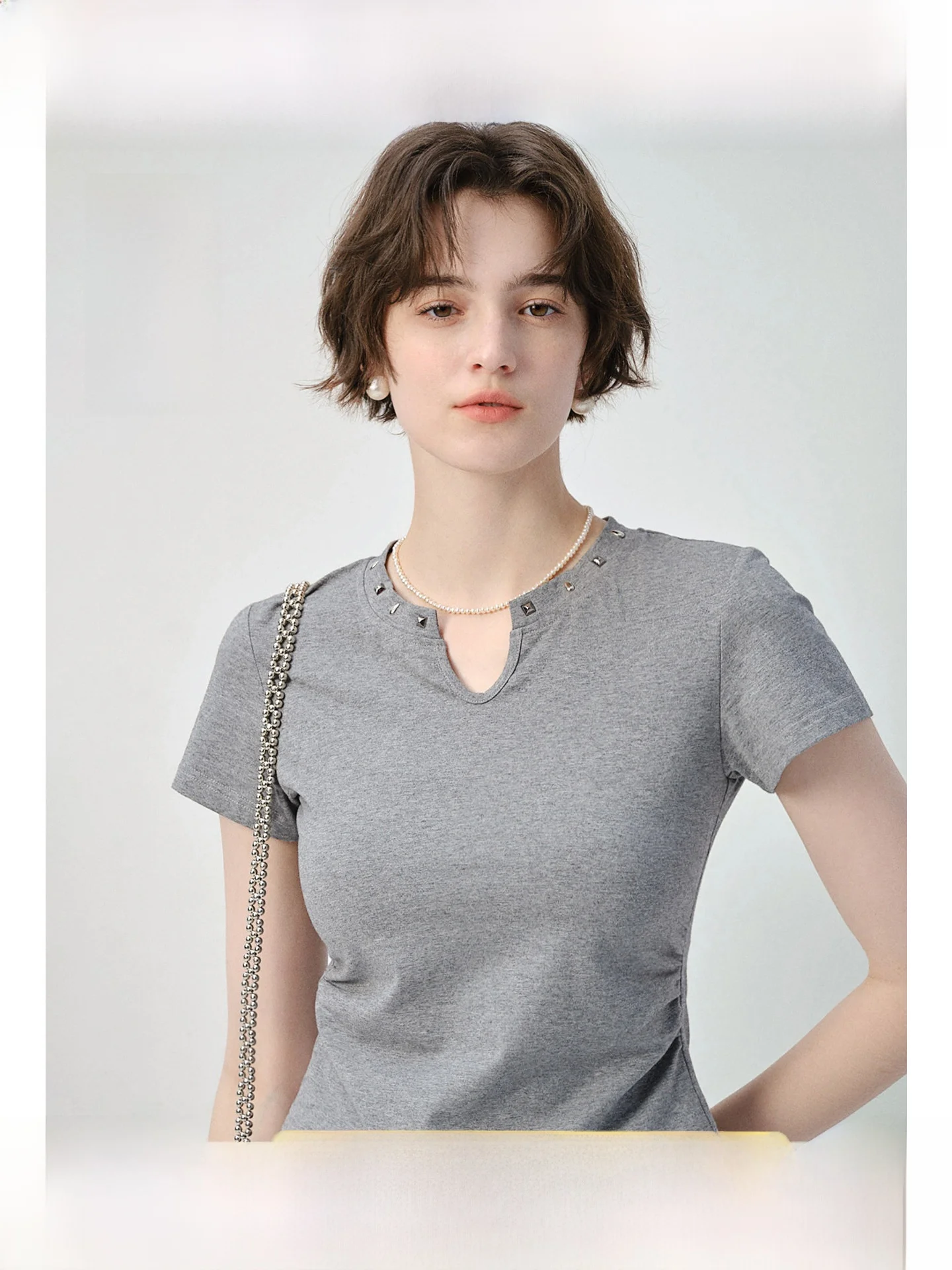 

plus Size Women's ort Sve T-irt U-Ne Elastic Waist Slimming Summer New Inner Wear Top Casual Sle Body a