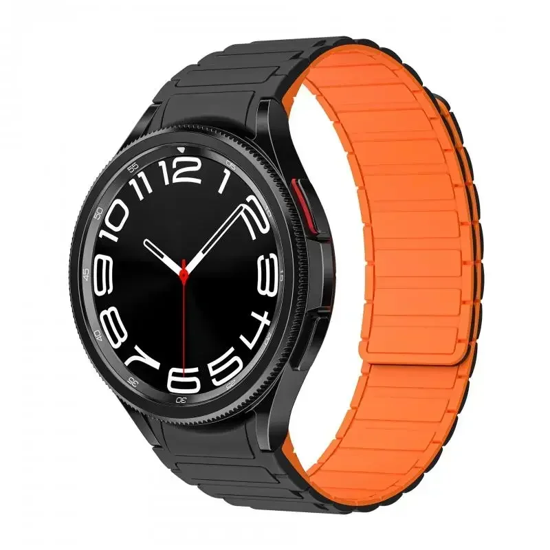 Pulseira magnética de silicone para samsung galaxy watch 6 4 clássico 46mm 47mm sem lacuna pulseira galaxy watch 4 5 6 7 40mm 44mm 5 pro 45mm
