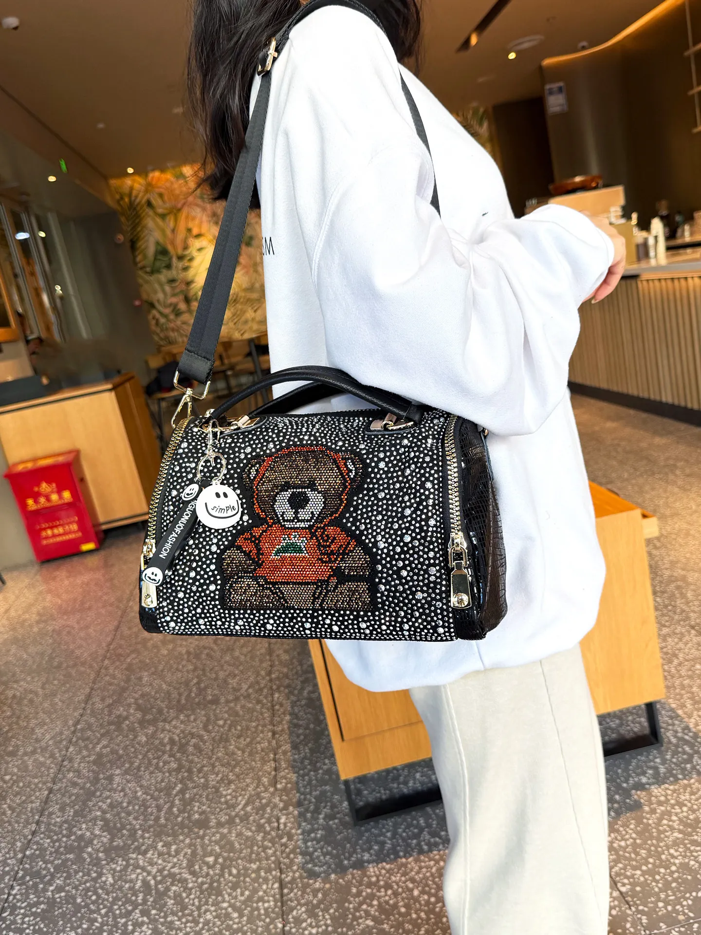 Light Luxury Rhinestone Bear Women Handbag New High-end Shoulder Bag Large-capacity Women's Bag Bolsos Para Mujer