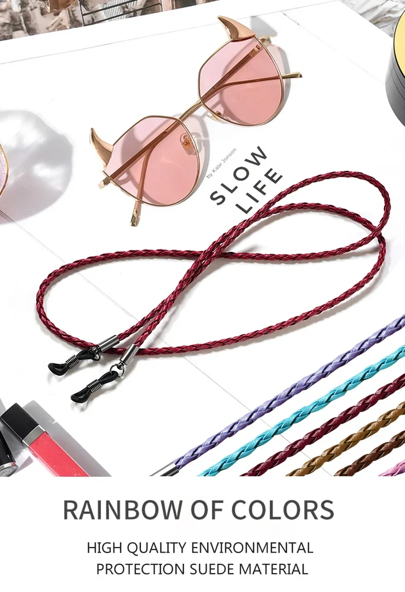 1 Stück geflochtenes Brillenband aus Leder – rutschfeste Sonnenbrillenkette für Sport- und Outdoor-Aktivitäten. Rutschfester Brillen-Lanyard-Gurt – Detail 4