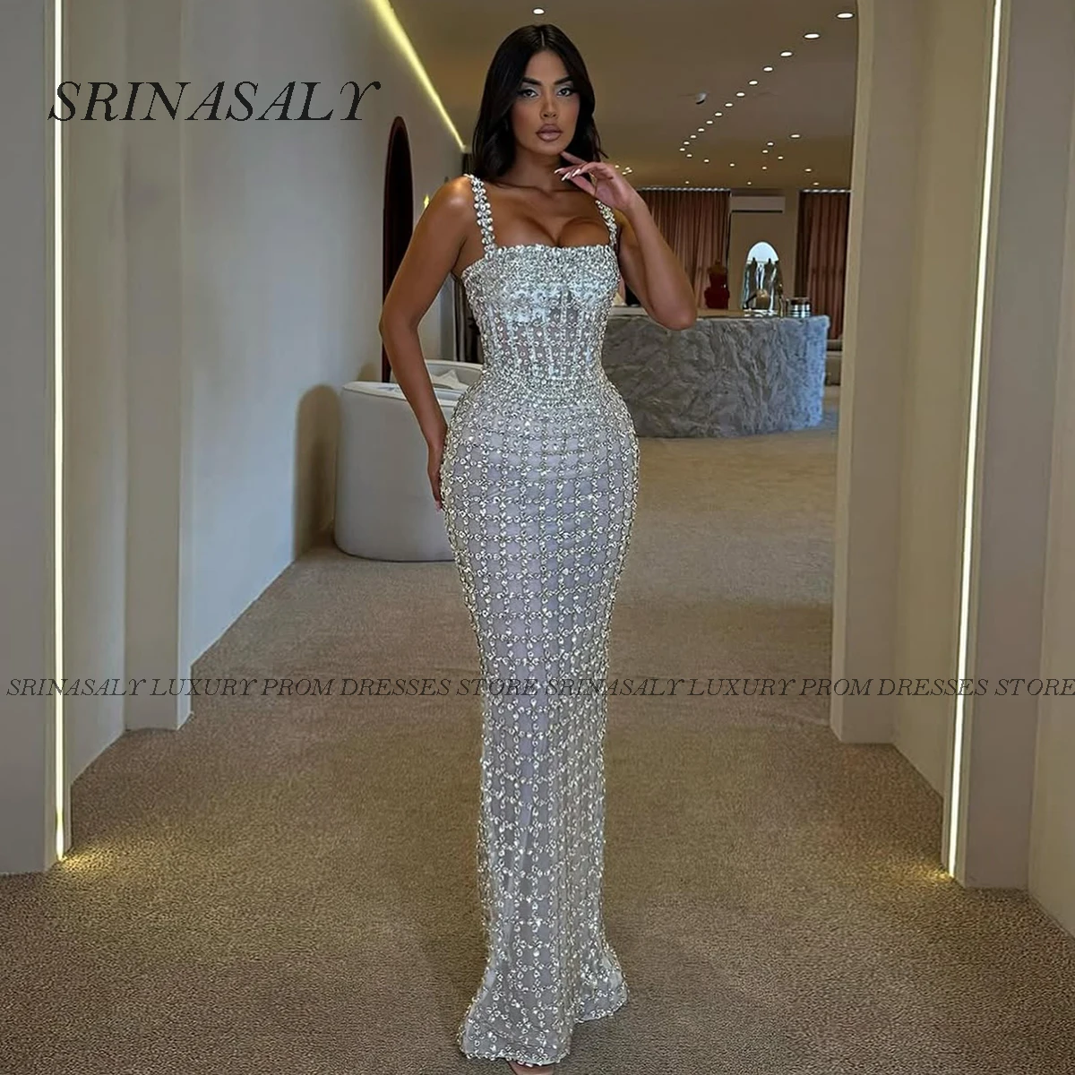 Angepasst Sparkly Diamanten Lange Meerjungfrau Prom Kleider Für Mädchen Party Robe Kristall Perlen Abendkleid vestidos de gala