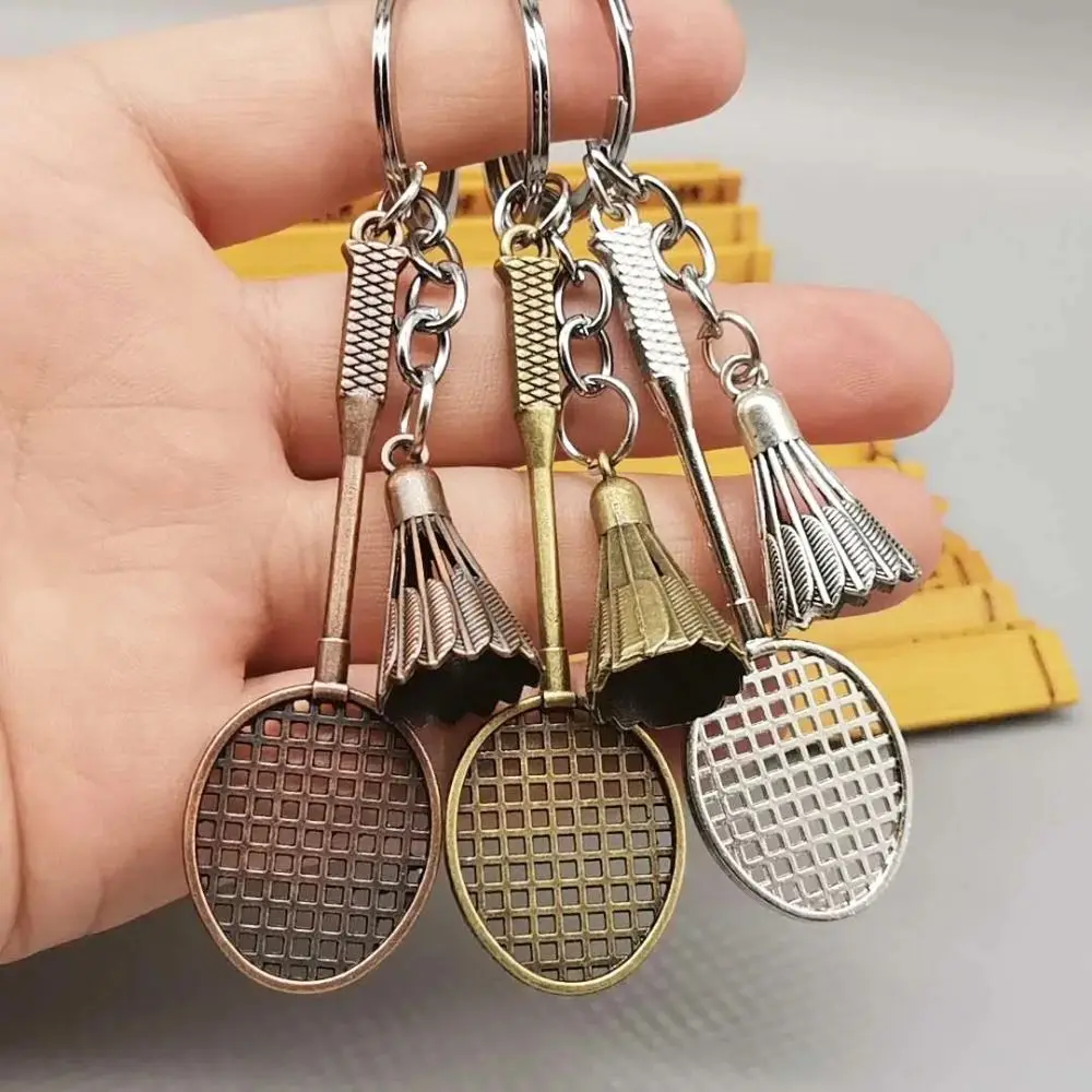 New Alloy Badminton Racket Pendant Shuttlecock Vintage Keychain Gift Accessories