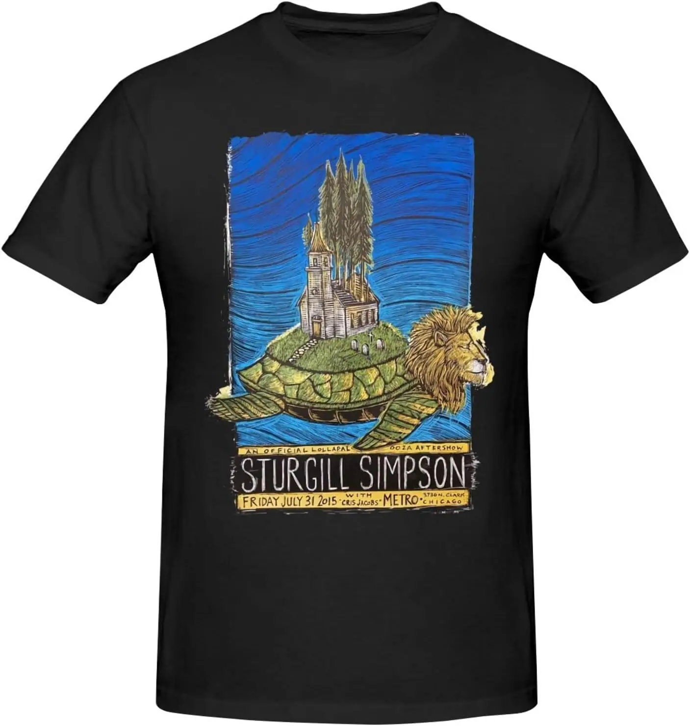 Sturgill Music Simpson Shirt Men's Personalised Short Sleeve T Shirt Fashion Graphic Tees Cool Casual Tops Black