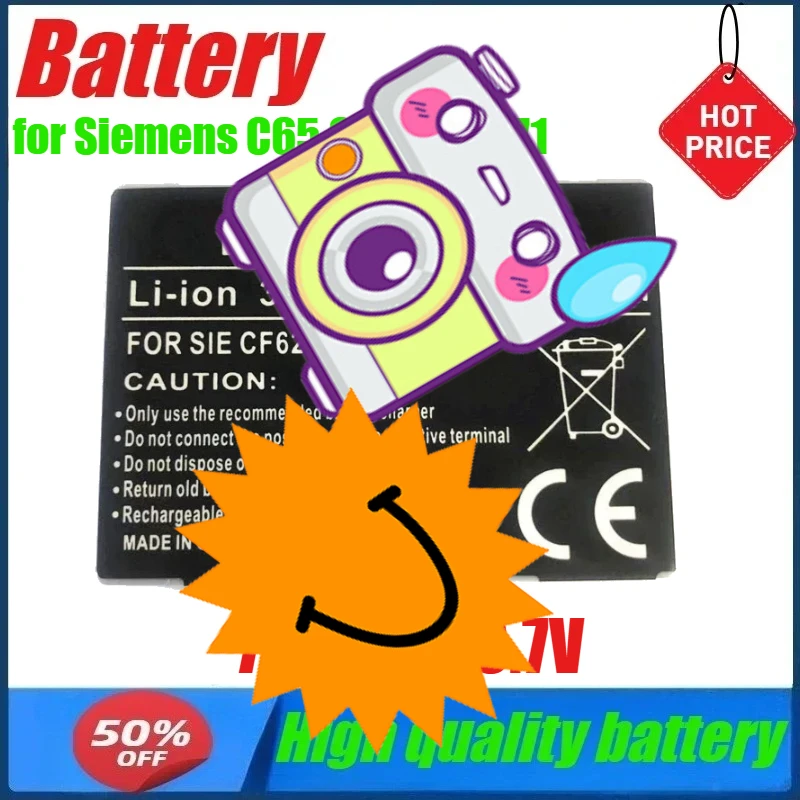 

3.7V 750mAh Battery for Siemens C65,C66,C70,C71,C72,C75,C81,CF62,CF63,CF65,CF75,CFX65,CFX-65 CT66,CT75,CTX65,A31,A58,AX72,AX75