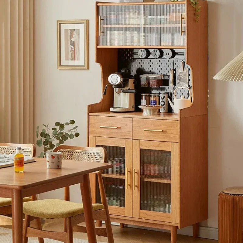 Nordic solid wood side cabinet, household hole board against the wall tea cabinet storage kitchen cupboard storage