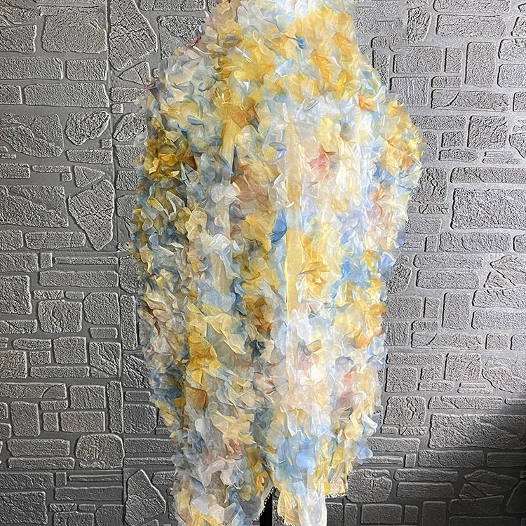 1yard Eugen yarn three-dimensional flower jacquard matirial fabric for dress stage background custom clothing designer fabric