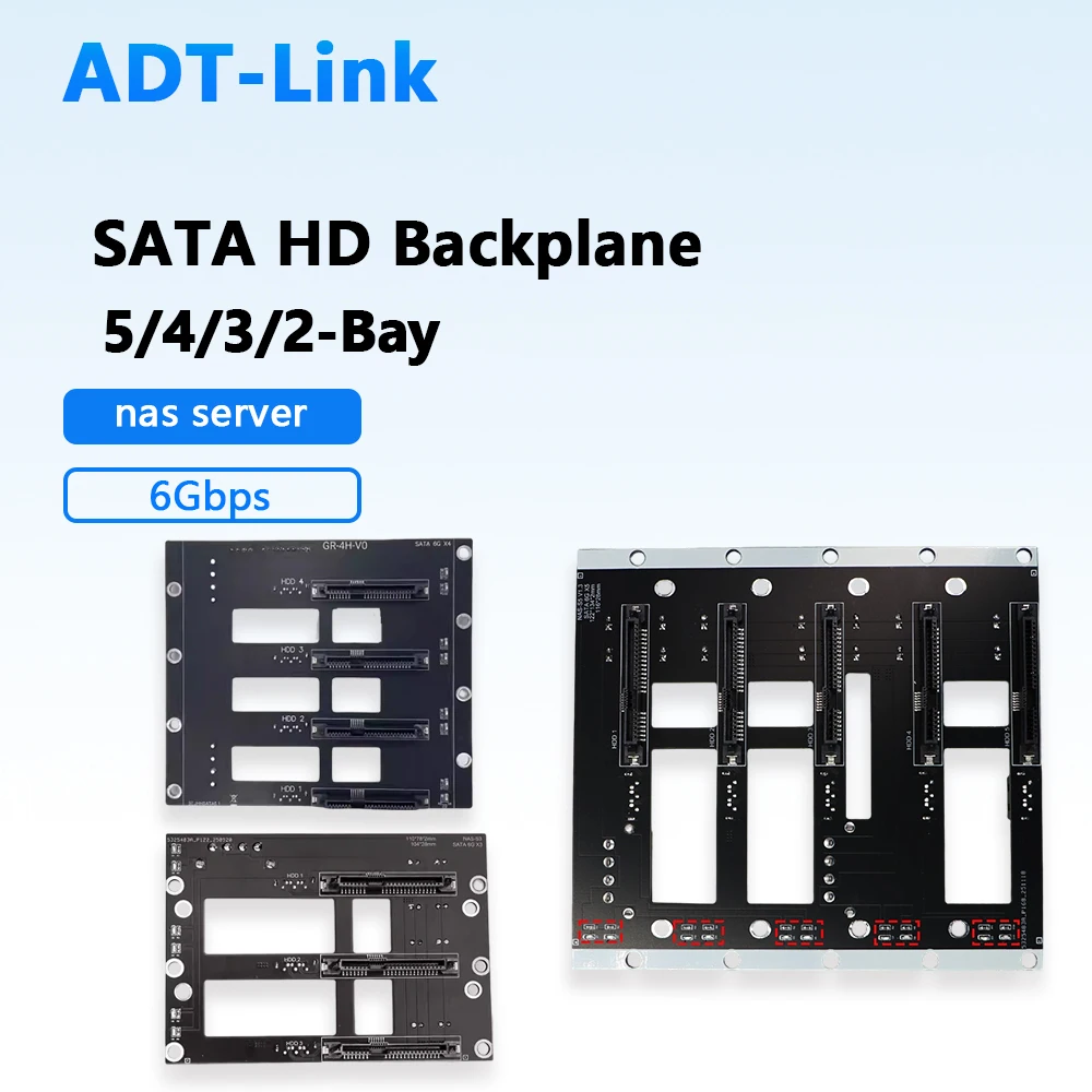 5-Bay 4/ 3/ 2 Bay SATA Hard Drive Backplane 6G/bps 4-Power NAS Chassis Adapter Storage Server Expansion Board for 2.5 3.5 HD