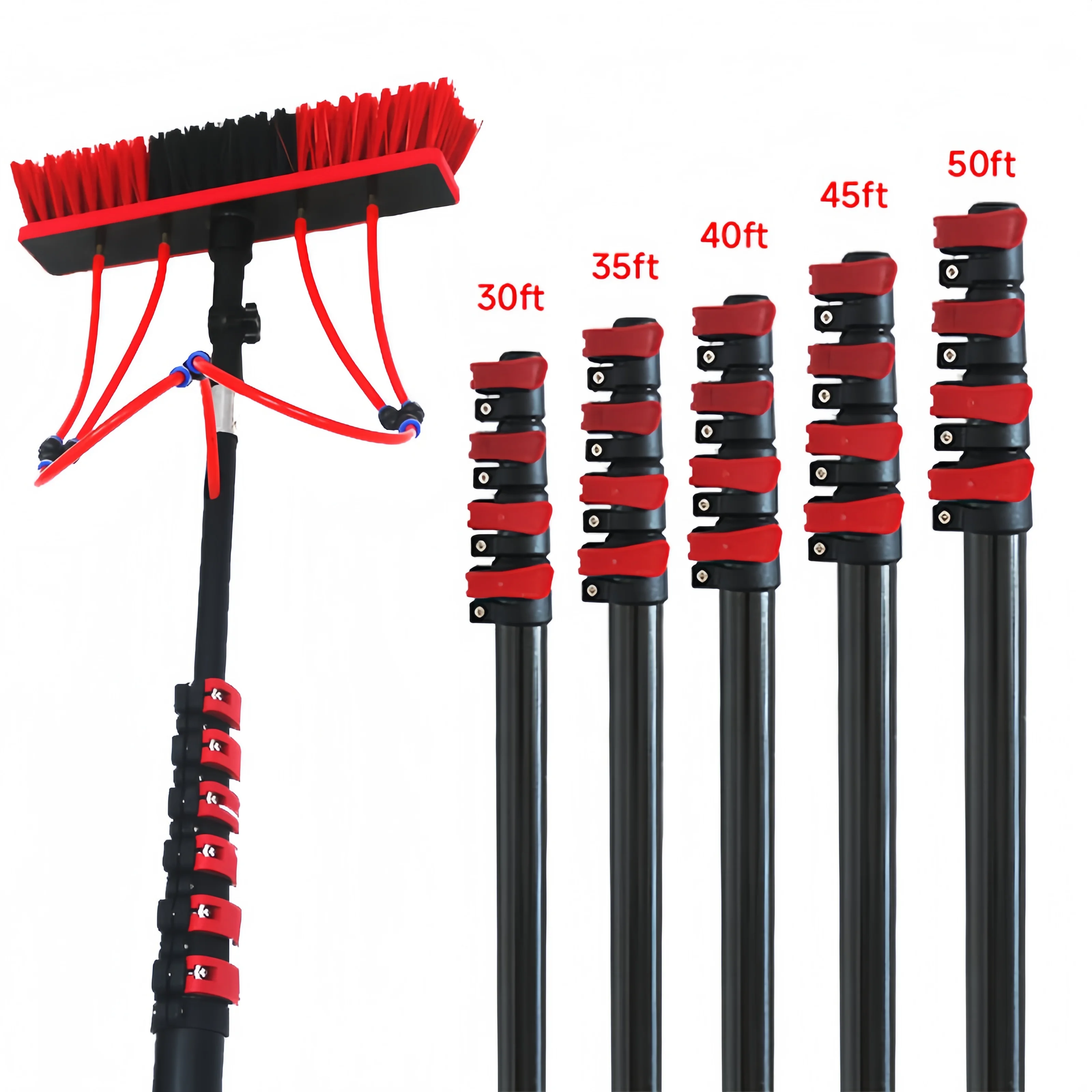 Professional 100% Carbon Fiber Water Fed Pole System Telescopic Window Cleaning Pole with Brush for Solar Panel Washing