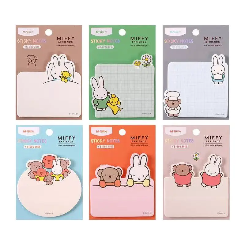 6 Teile/satz Kawaii Miffy Sticky Note Cartoon Einfache Kreative Nette Mehrere Stile Student Desktop Haftnotizen Schreibwaren Geschenk Spielzeug