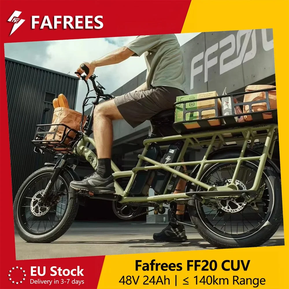 Fafrees FF20 CUV Elektrofahrrad für Erwachsene, 20 x 3,0 Zoll Lasten E-Bike mit Zwei 48V 12Ah/15Ah Akkus, 25km/h und 100-120km Reichweite