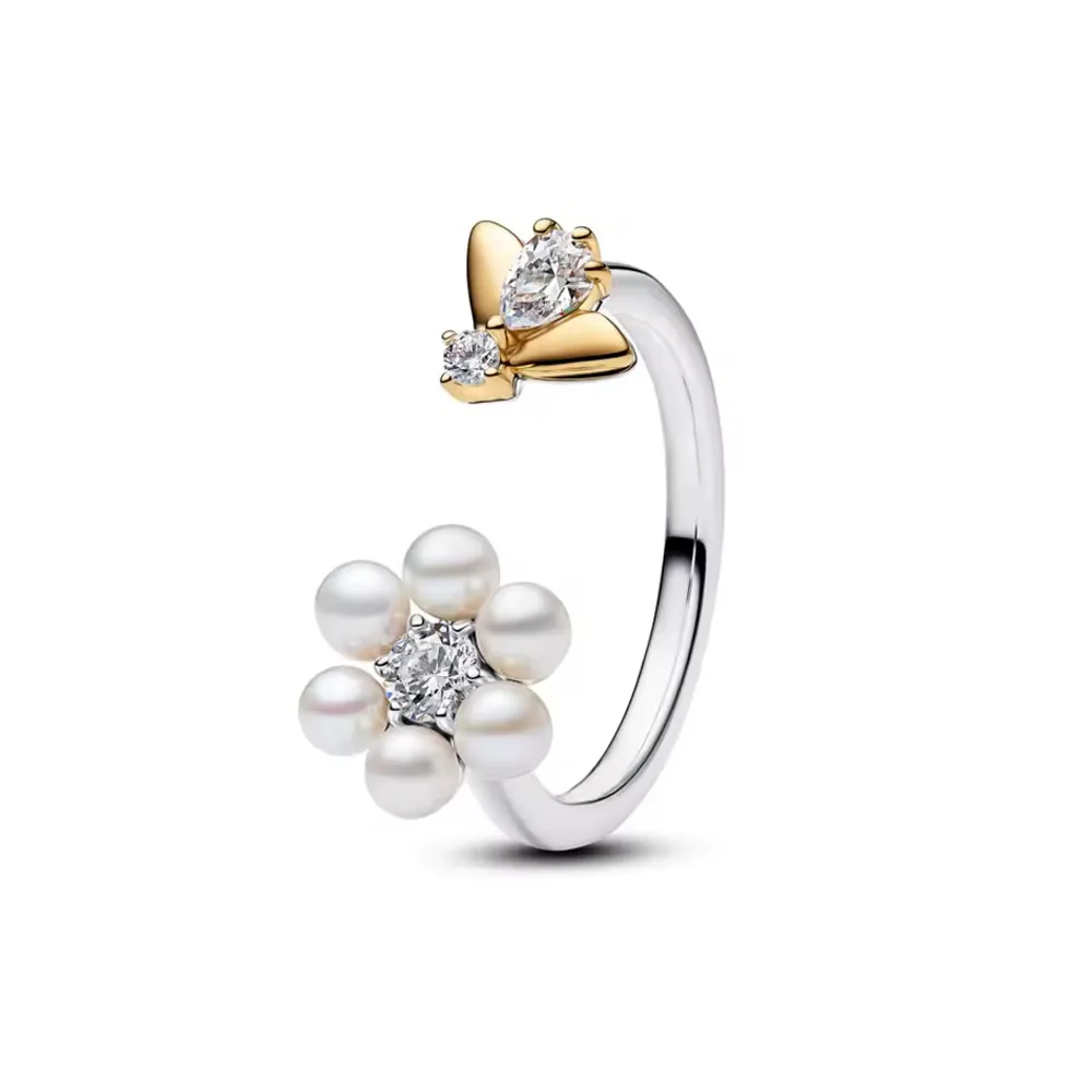 2026 New 925 Silver,Heart-shaped,Floral,Butterfly Ring,Size 6 7 8 9,Suitable for European Women's Charm Luxury Jewelry Gifts view 4