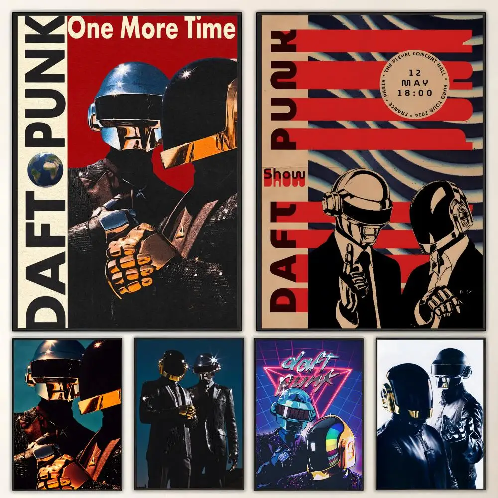 Poster HD art, waterproof, sticky wall, home decoration (living room, bedroom, bar), aesthetic Band D-Daft P-Punk