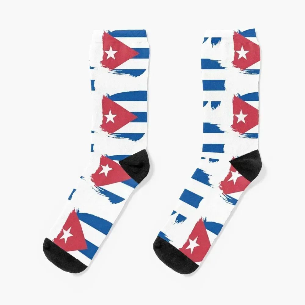 Cuba Flag Painted Socks Rugby japanese fashion bright garter man Women Socks Men's