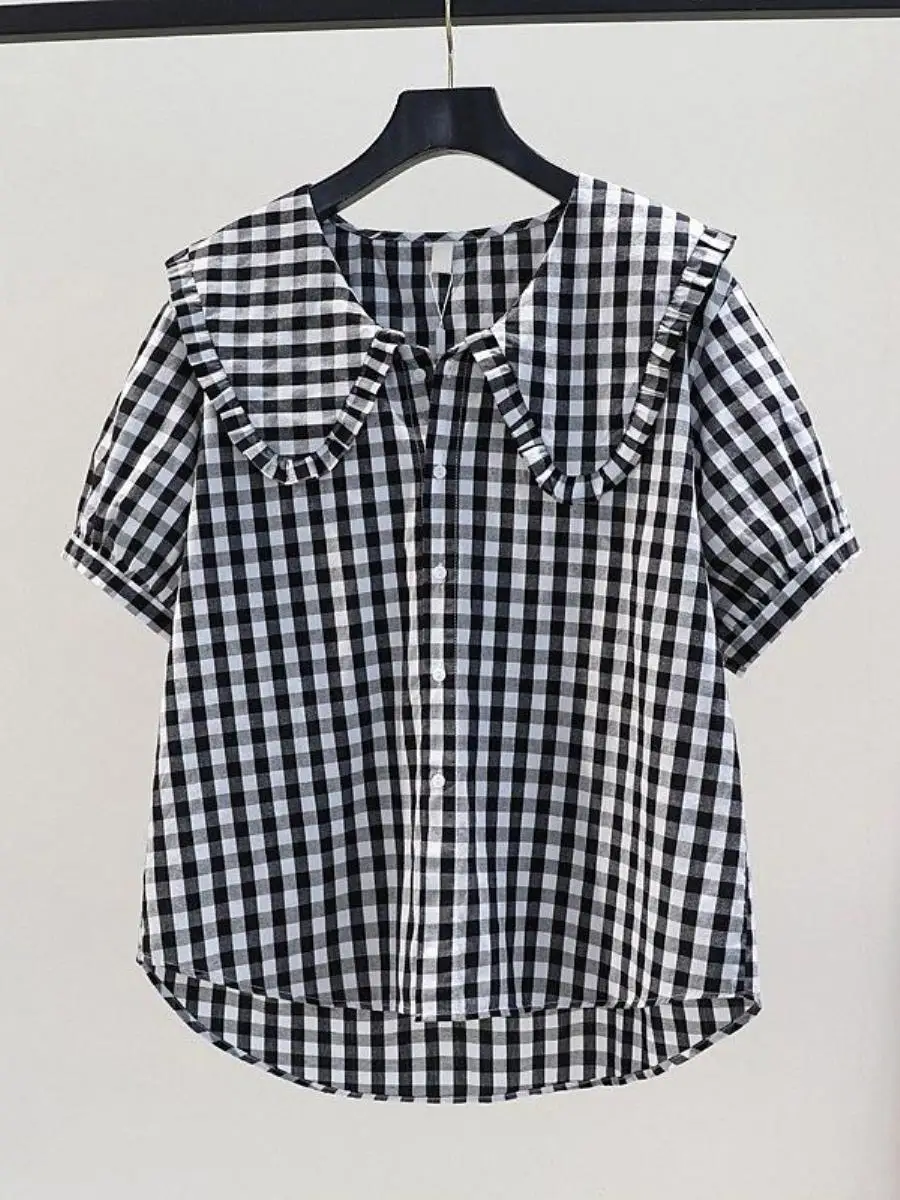 camisa-de-algodao-com-gola-de-boneca-manga-curta-solta-estampa-xadrez-estilo-coreano-novo-design-de-verao-com-bolso-de-lenco