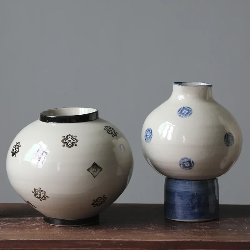 Blue and White Porcelain Ceramic Vase Hydroponic Flower Container Ceramic Flower Pot Display Cabinet Ornaments Flower Inserts