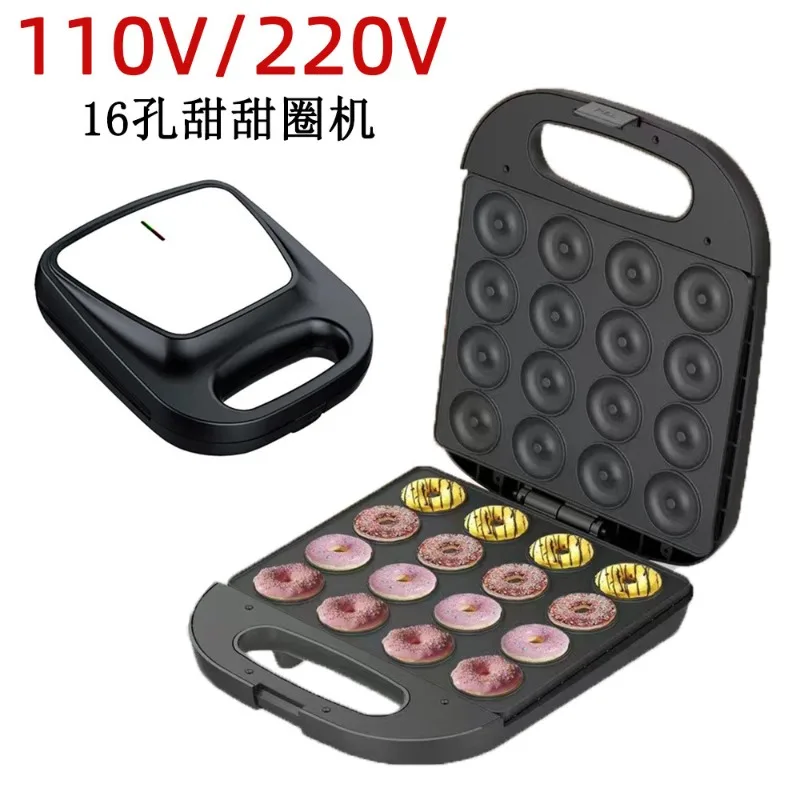 110v 16-hole donut maker electric cake machine pancake maker double sided heating breakfast machine （99 characters ✅）