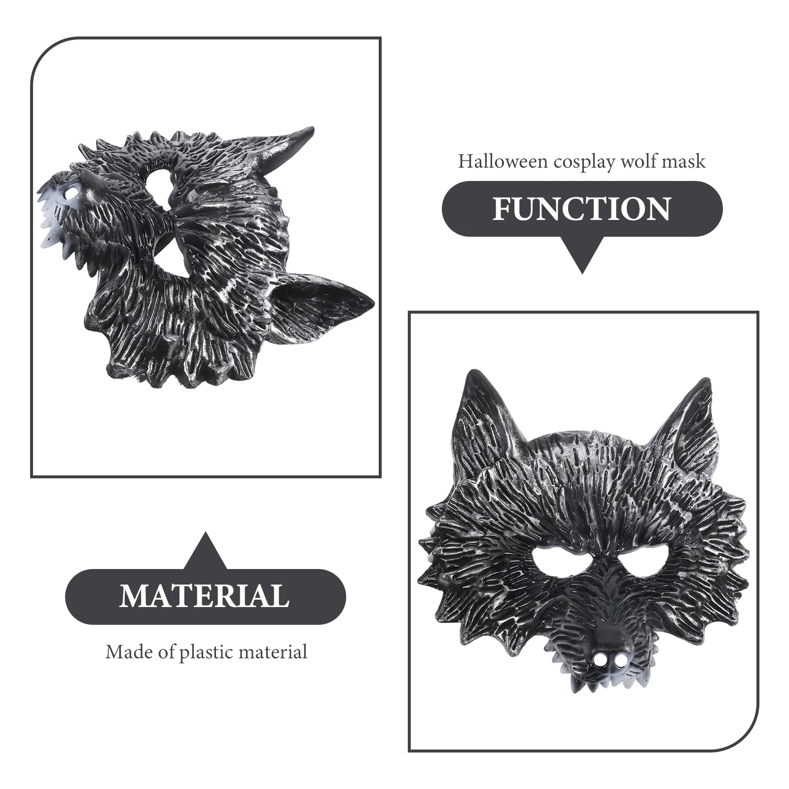 

Halloween Mask Wolf Head Cosplay Furry Costume Headwear Human Silver Scary Animal
