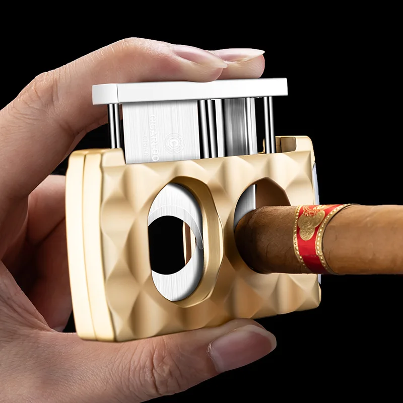Multi-function Stainless Steel Cigar Tool Kit, Dual V & Straight Cut Cigar Cutter With Punch And Rest Holder