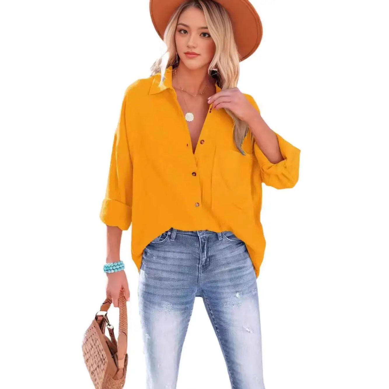 

Элегантная женская рубашка с длинным рукавом, весна-лето, новый стиль, с открытыми плечами, рукава «летучая мышь», повседневная рубашка, износостойкий материал PU, Cleanfit