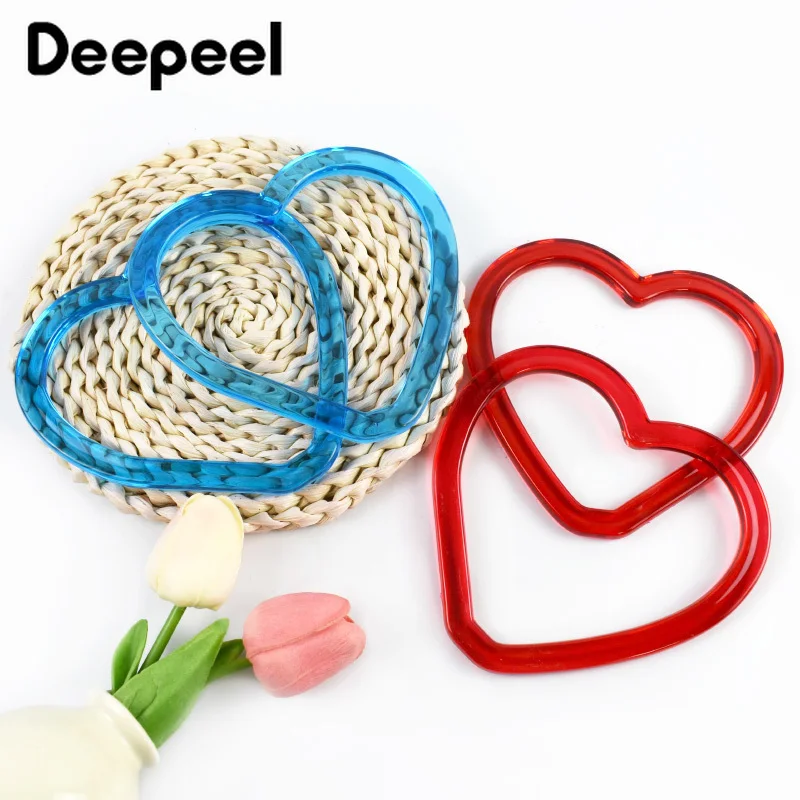 

2Pcs 14cm Plastic Heart Ring Resin Bags Handle Women's Handbag Wovenbag DIY Handmade Purse Frame Handles Bag Accessories