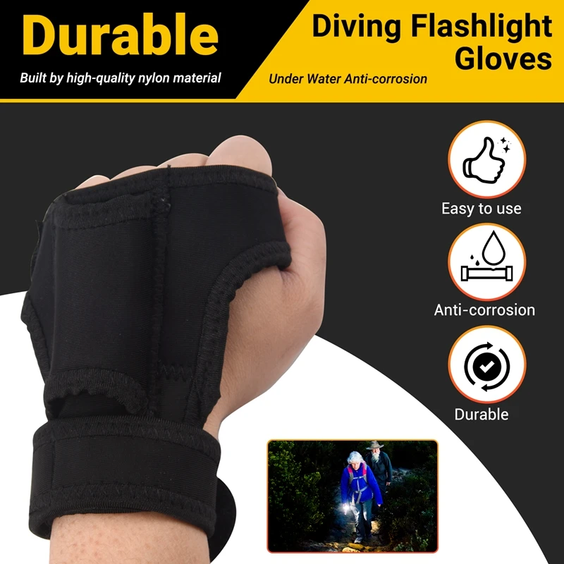 Wrist Flashlight Holsters Durable Diving Flashlight Gloves For Fishing Diving Hunting Underwater Light