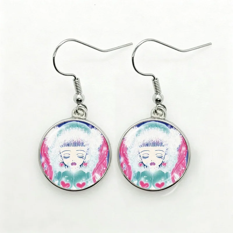 Glass Paradise Kiss Women Dangle Earrings Fashion Drop Earrings Anime Figure Glass Cabochon Lady Earrings Jewelry