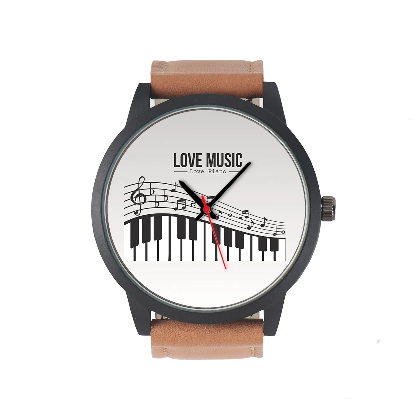 2024 Customize Pattern Quartz Wrist Watch Men's 3Hands Piano keys Note Design Live Music Player Gifts For Friends