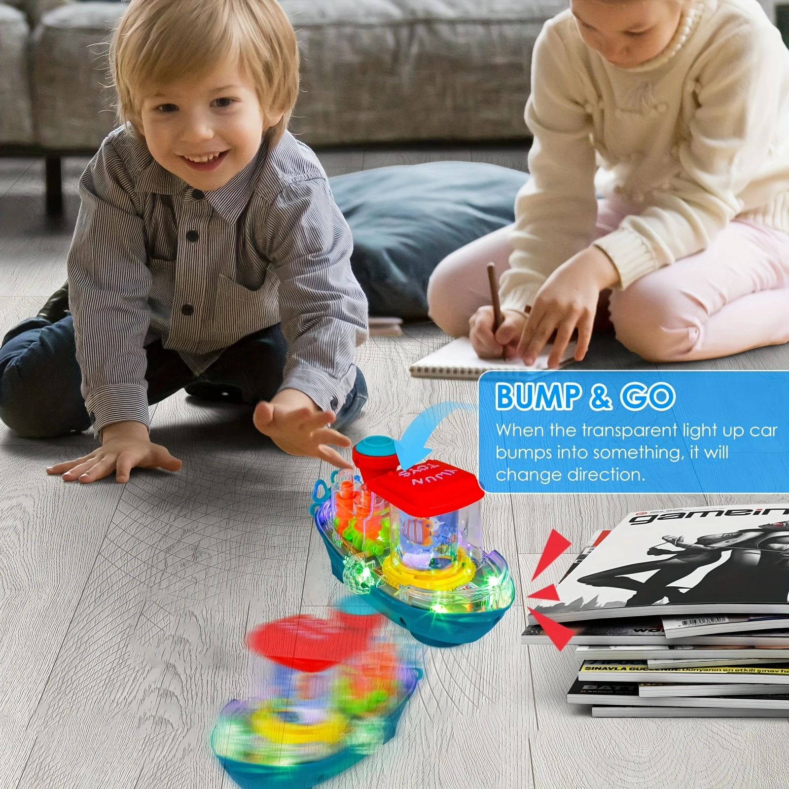 لعبة القارب الحسي التفاعلية للأطفال الصغار 2+ - موضوع تحت الماء مع الأسماك والشعاب المرجانية والموسيقى والتحفيز الحسي #4