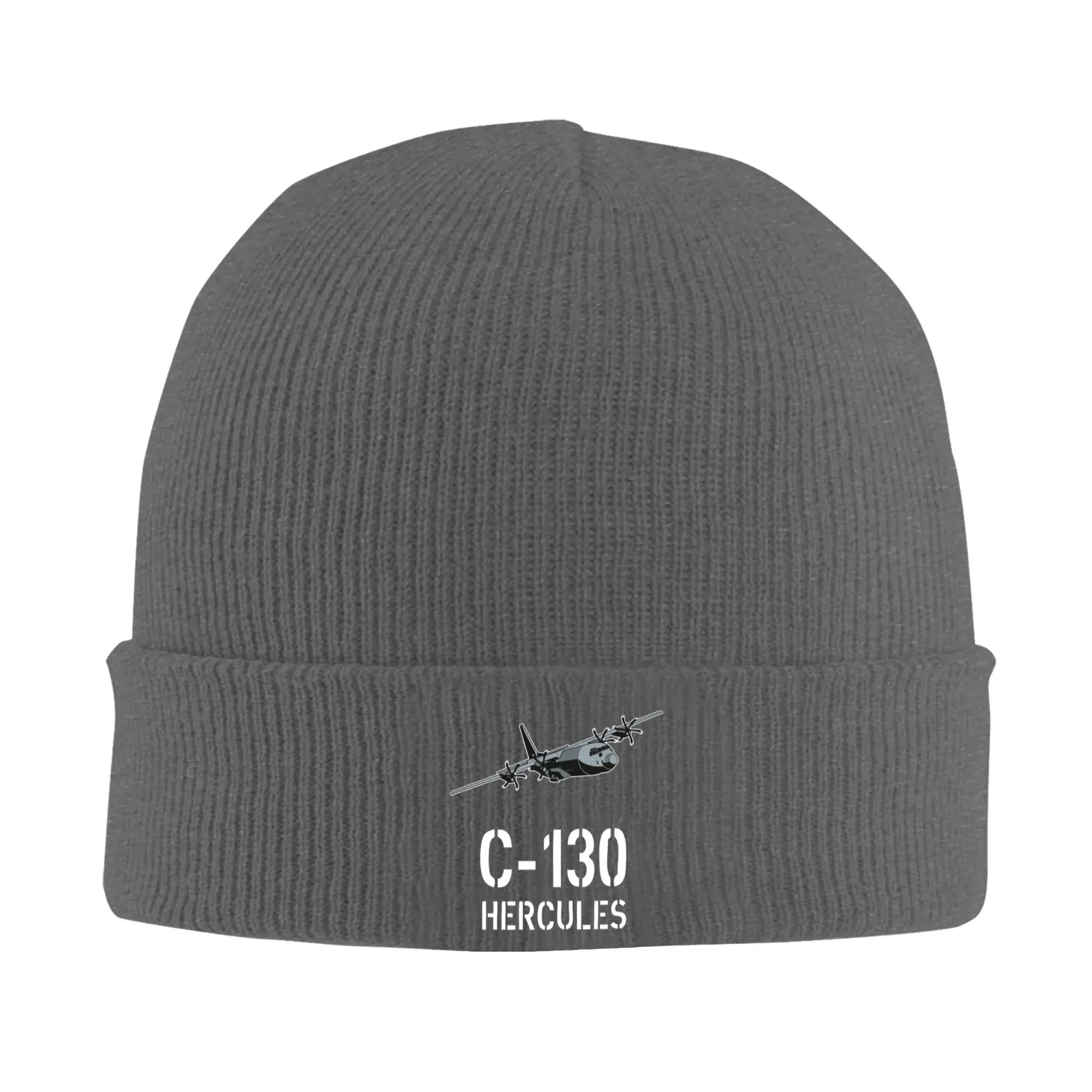 C-130 Hercules Aircraft Logo Plane Print Air Force Winter Skullies Beanies Hat Warm Autumn Knitted Hat Bonnet Cap for Women Men
