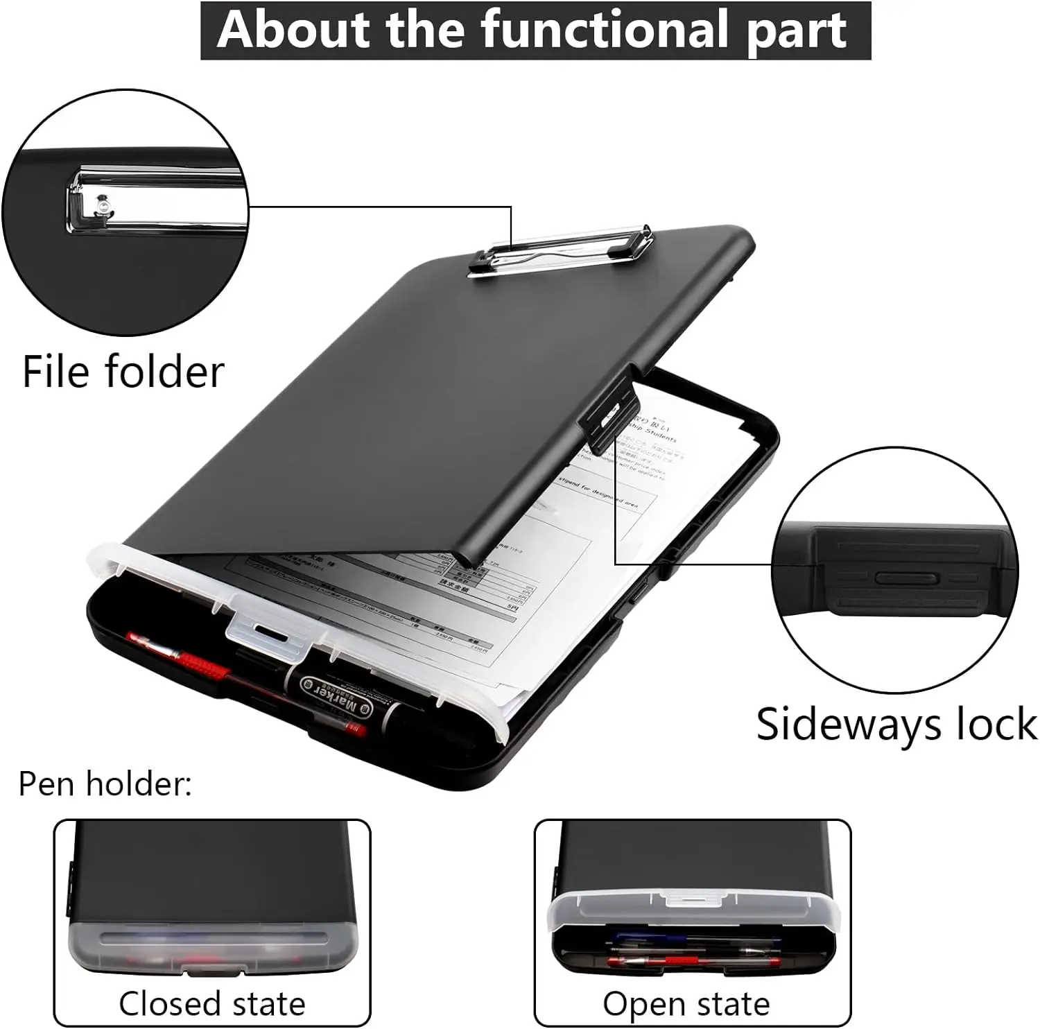 Clipboards A4 Clip File Binder Storage Nursing Clipboard Plastic Side Opening Box Waterproof PVC Flip Material Document Drawing