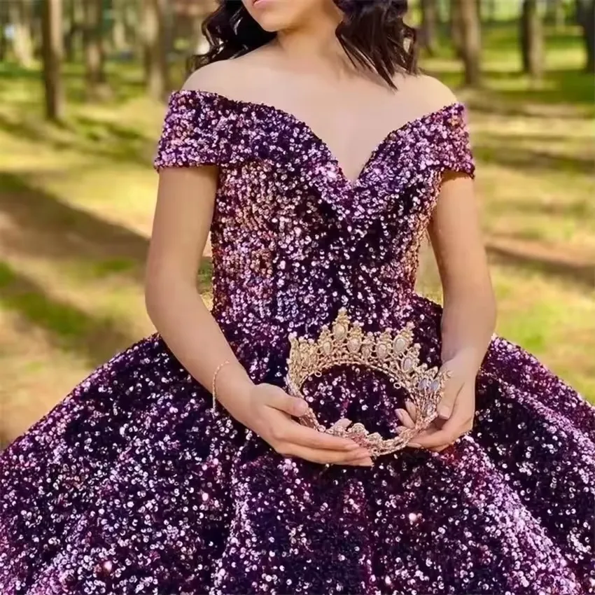 Luxury Ball Gown Sequin Quinceanera Dresse Shiny Sweet 15 Birthday Dresses Vestido De 15 Quinceañera Princess Prom Dress