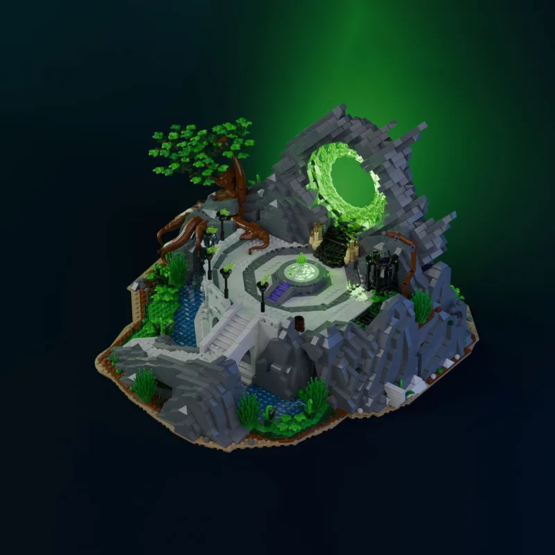 Nieuwe MOC Bouwstenen Filmscène Middeleeuws Kasteel Architectuur Model Donkere Deur Modulair Kinderspeelgoed Cadeau DIY Montageset