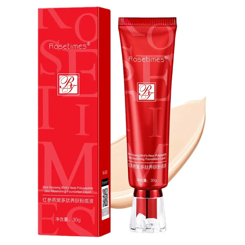 Red Ginseng Bird's Nest Polypeptide Skin-Nourishing 50g Long-Lasting Cream Waterproof BB Concealer Foundation K0G4