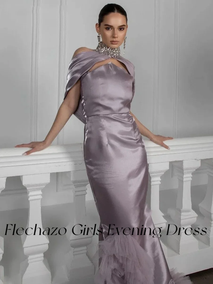 Flechazo Sparkle Satin Prom Dresses Sleeveless Crystal Halter Mermaid Formal Party Elegant Dress For Women 2024 vestidos de gala
