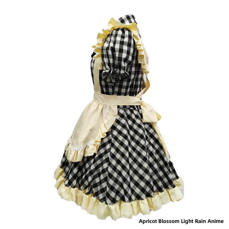 زي تنكري نسائي تقليدي صيني بنمط مدرسي ولوليتا مع نقشة مربعات