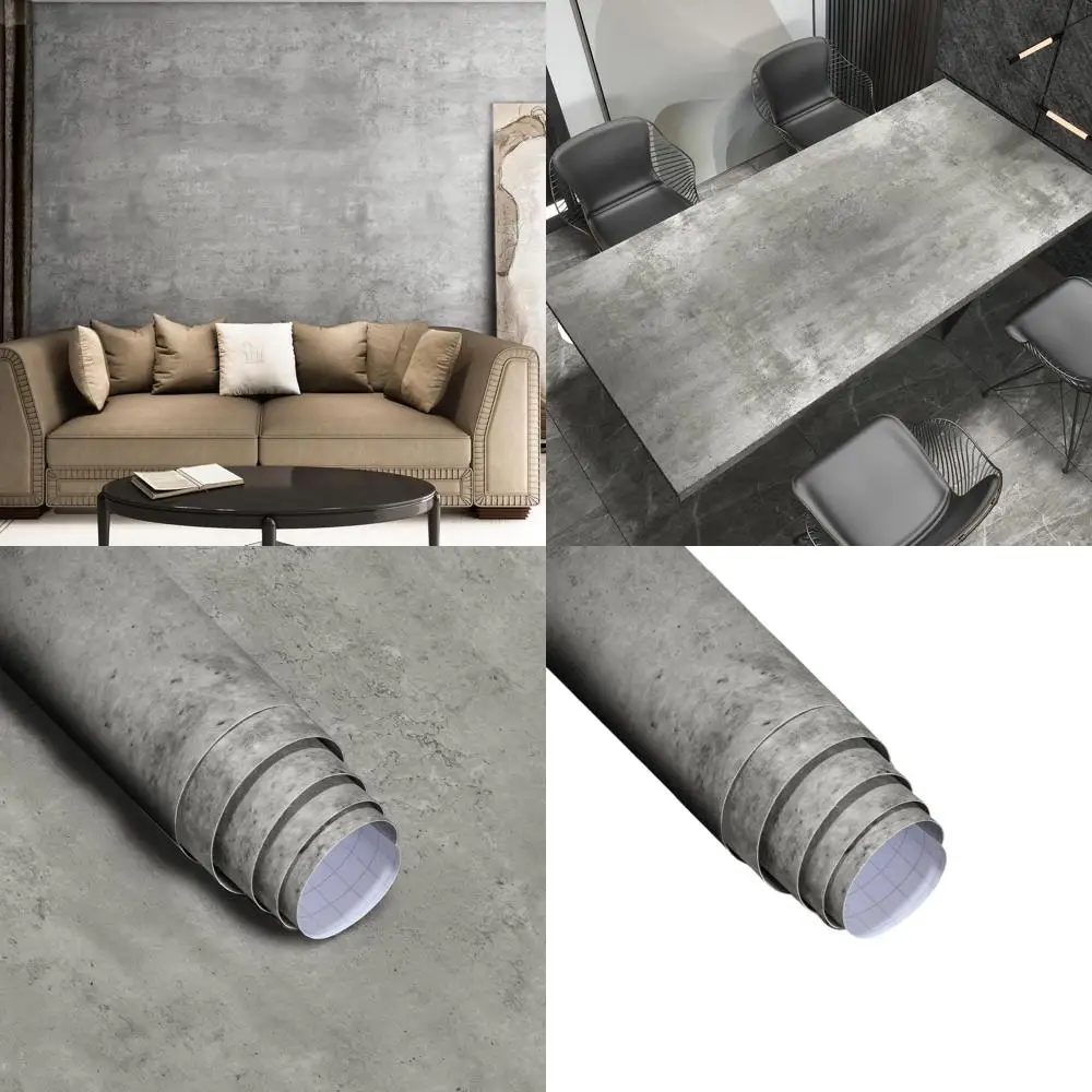 

Промышленные серые бетонные обои Peel & Stick, 24 x 591, толстый матовый винил для стен и столешниц, съемный клей, идеально подходит