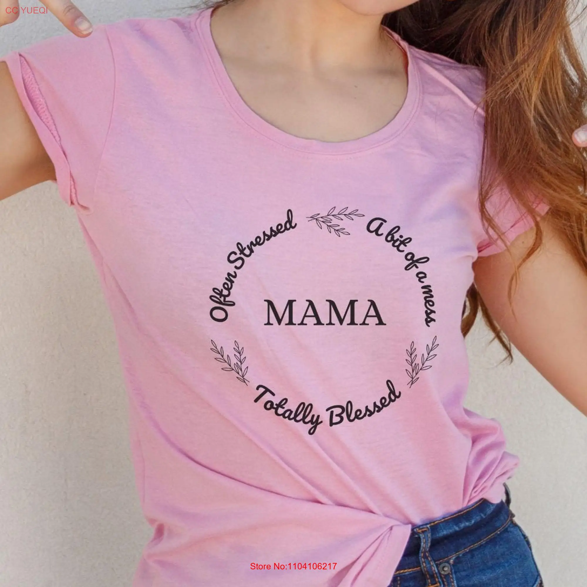 Often Stressed A bit of Mess Totally Blessed T Shirt Mommy Mama Mom Mother's Day Girls Boys long or short sleeves