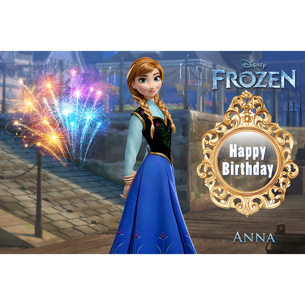 Disney Frozen Elsa Anna backdrop Winter Snowflake Birthday Party Decor Kids  Baby shower Girl Princess Custom Background