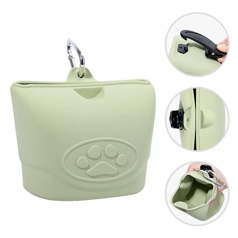 For Pet Silicone Dog Food Bag Outdoor Portable Dog Training Walking Feeding Fanny Pack Snack Bag
