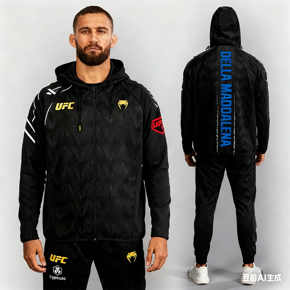 2026 جديد UFC 322 جاك ديلا مادالينا القتال ليلة كامل البريدي المشي هوديي MMA الرجال الخريف/الشتاء هوديي المتضخم الملاكمة ﻿