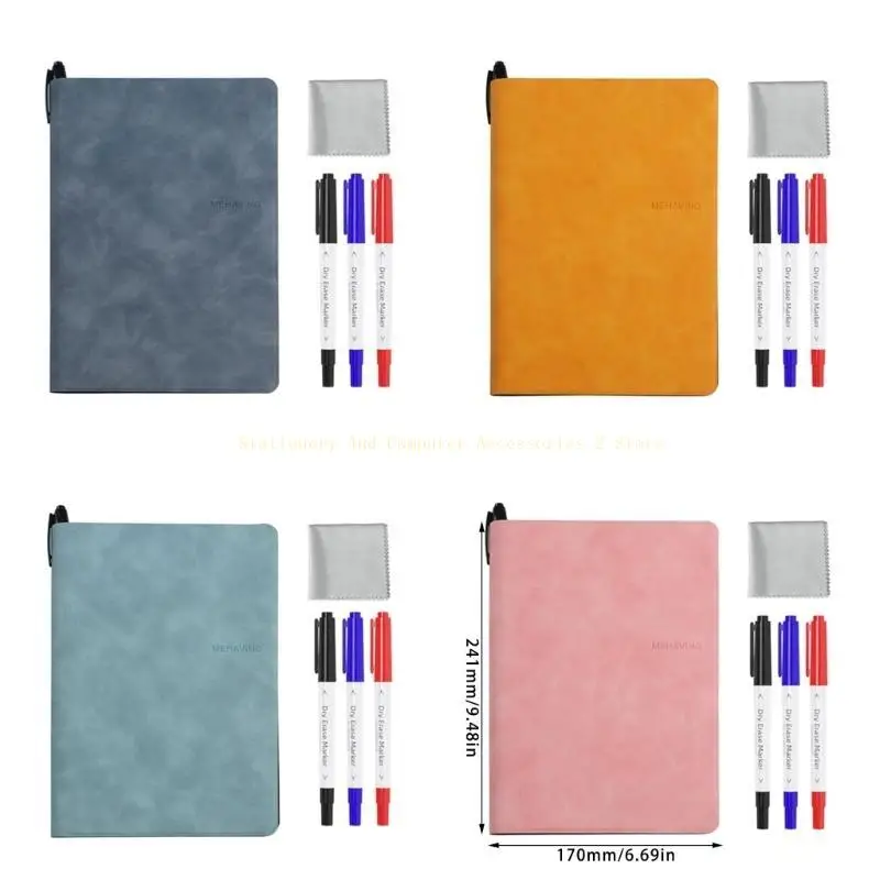 Double-Side Whiteboard Notebook with Erasable Marker for Office Meeting