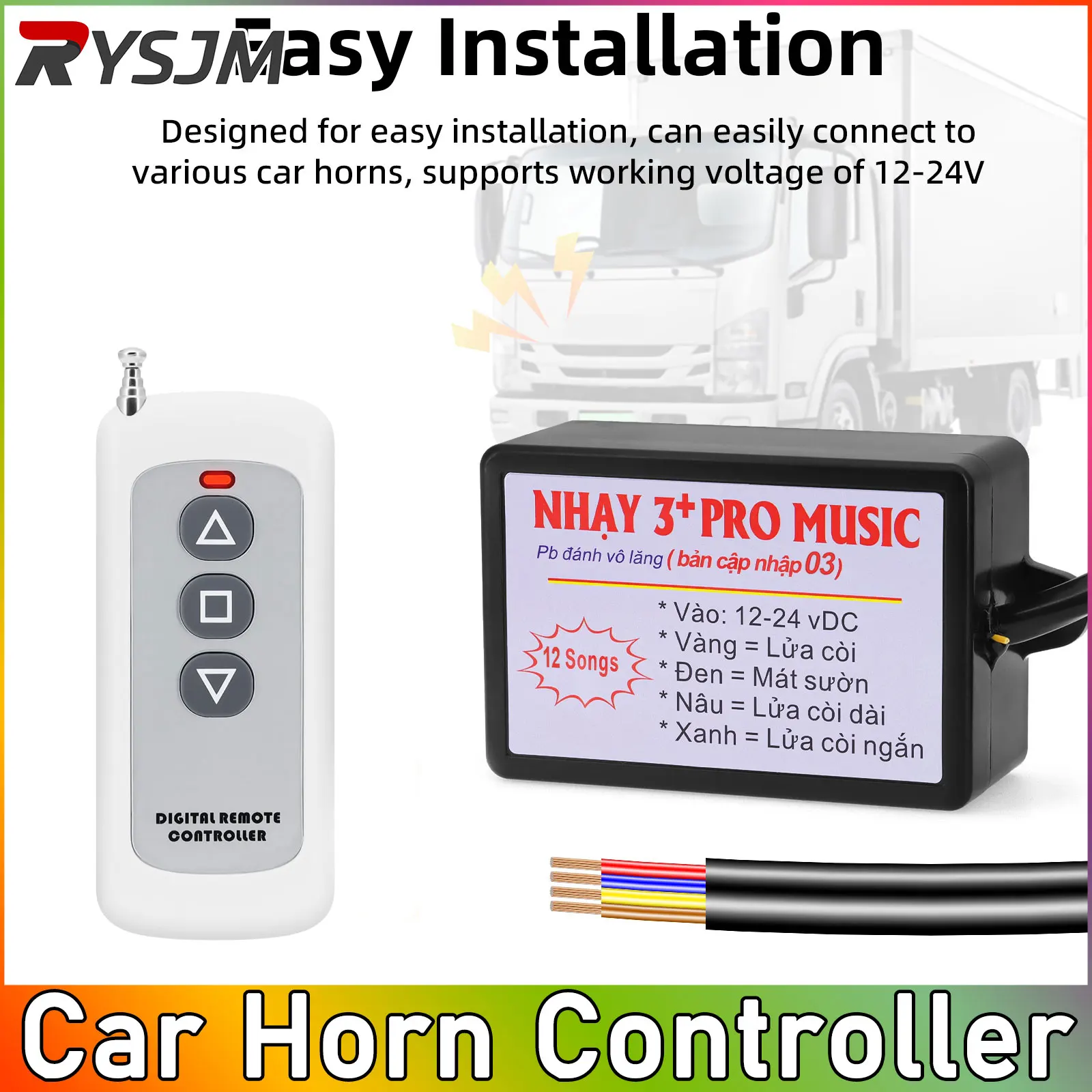 12V-24V Horn Controller 12 Sound Musical Electronic Horn Controller 3+ Pro Horn Speaker Sound Control Unit with Volume Switching