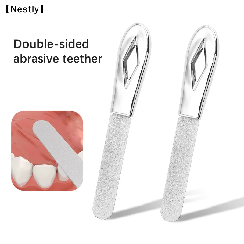 1/2 pièces Lime à dents en acier inoxydable, outils de ponçage dentaire, bâton de ponçage pour dents de sagesse, correction dentaire, alignement des dents 〔Nest〕