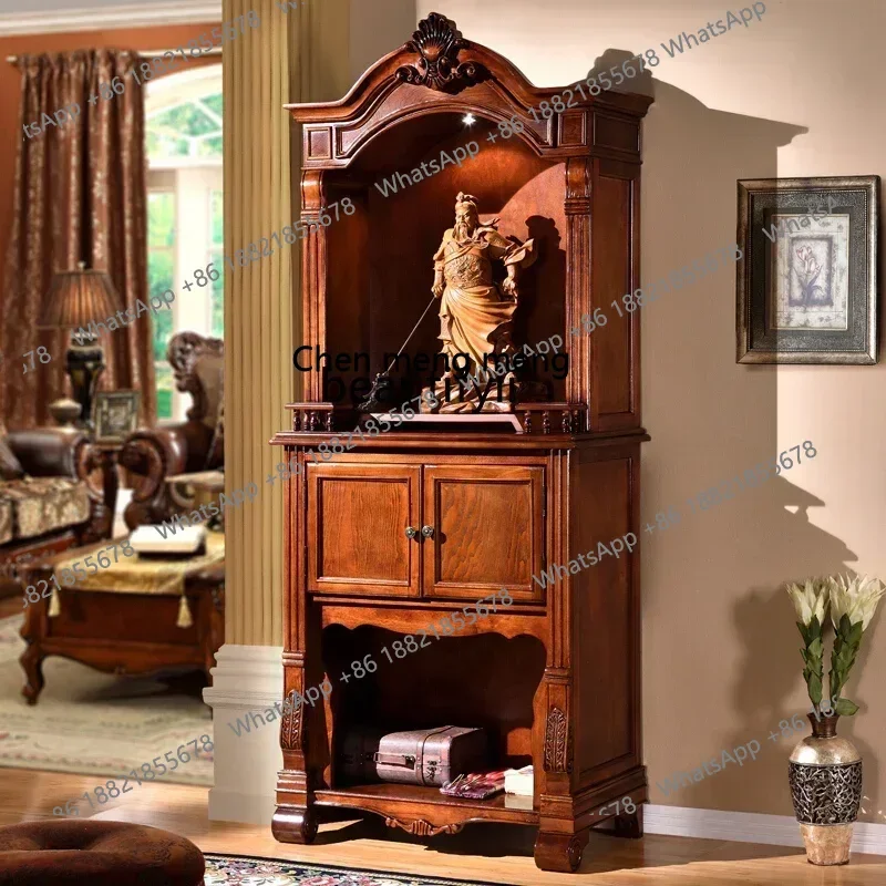 z183 yh American-Style Solid Wood Altar God of Wealth Buddha Shrine Guanyin Bodhisattva Cabinet with Door for Table Wall Cupboar