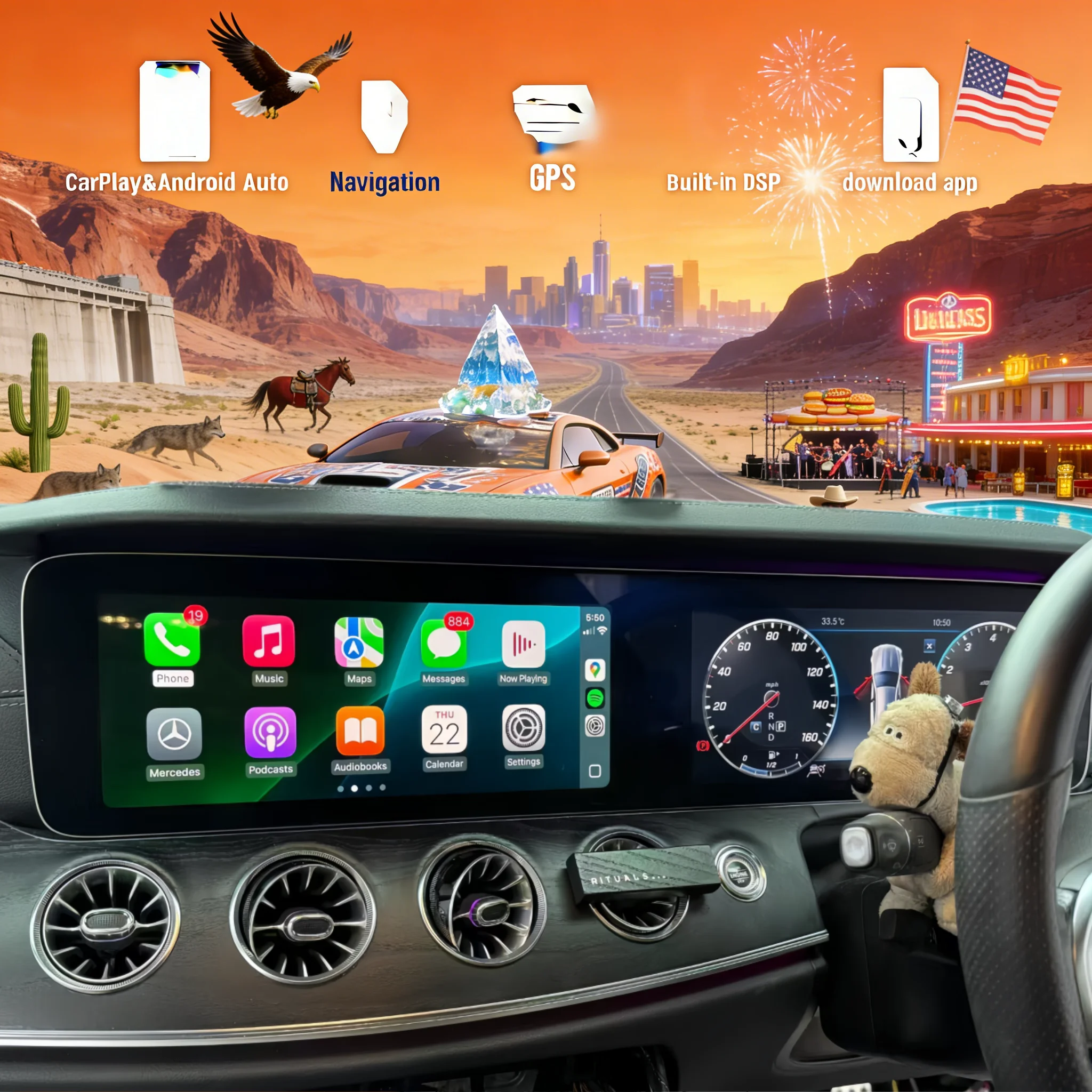 

24,6-дюймовый Android 14 Carplay Auto экран для Mercedes Benz CLS W218 X218 W257 2018-2025: автомагнитола, GPS, мультимедийный стереоплеер (для праворульных авто)