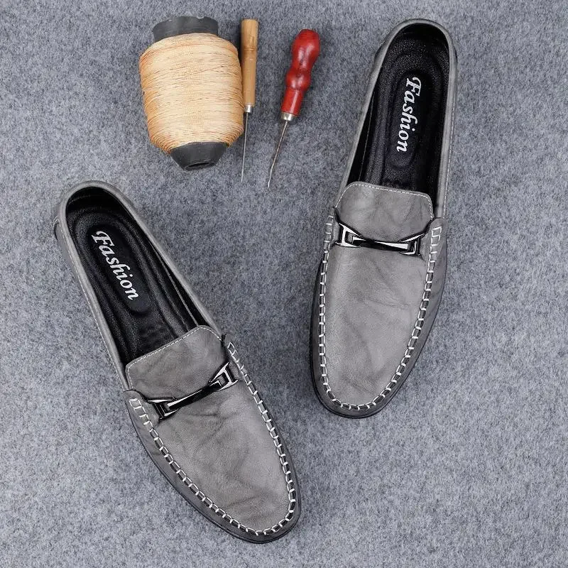 Loafer Herren Lederschuhe Herren Sommer Leder One-Pedal Mokassin Business Kleid