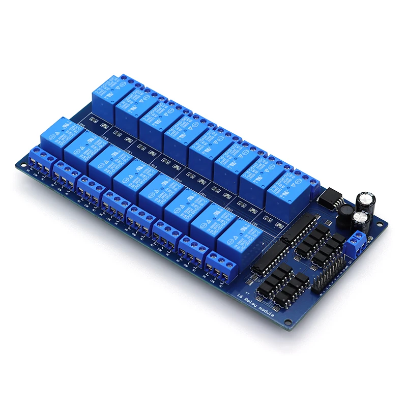 16 Channel Relay Shield Module DC 5V 12V 24V with Optocoupler LM2576 Microcontrollers Interface Power Relay For Arduino DIY Kit