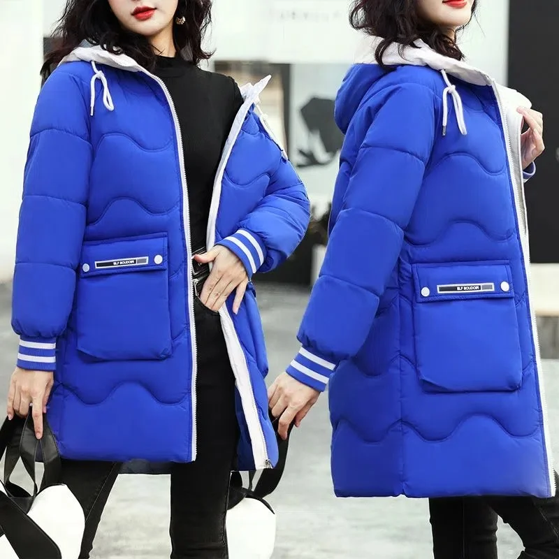 

Women Parkas Down Cotton Padded Jacket 2022 New Winter Jacket Warm Thick Long Coat Korean Loose Hooded Parkas Female Outwear